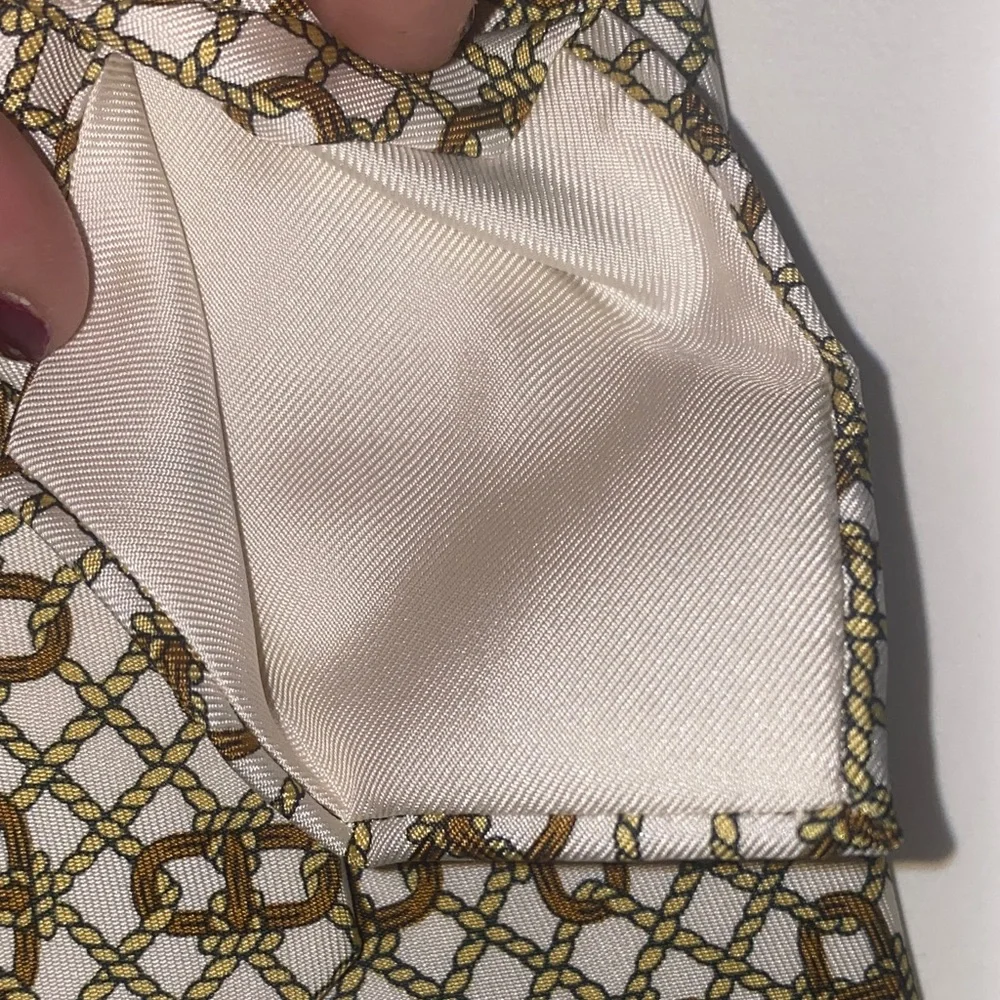 Hermes Silk Geometric Pattern Men's Tie in Beige -Brown and Olive